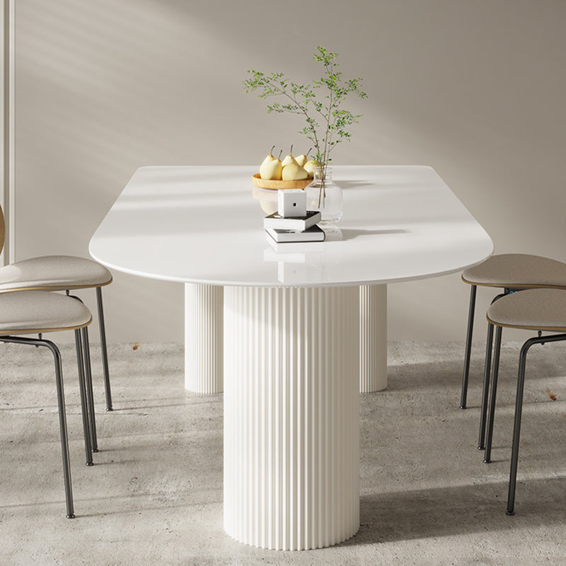 Free Form Stone Top Dining Table for Home Contemporary White Dinette Table