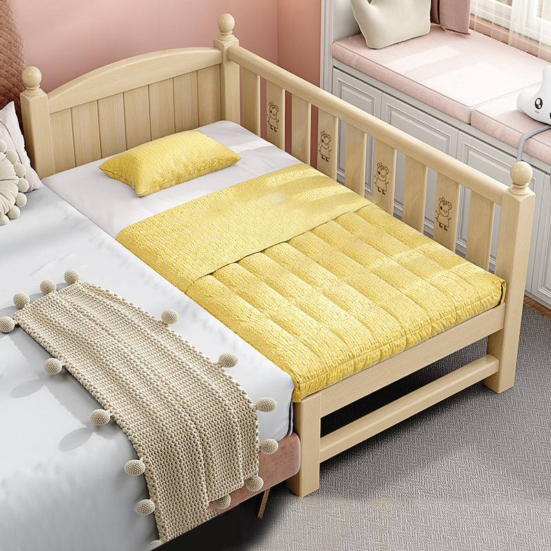 Solid Wood Kids Bed Gender Neutral Toddler Bed with Guardrail