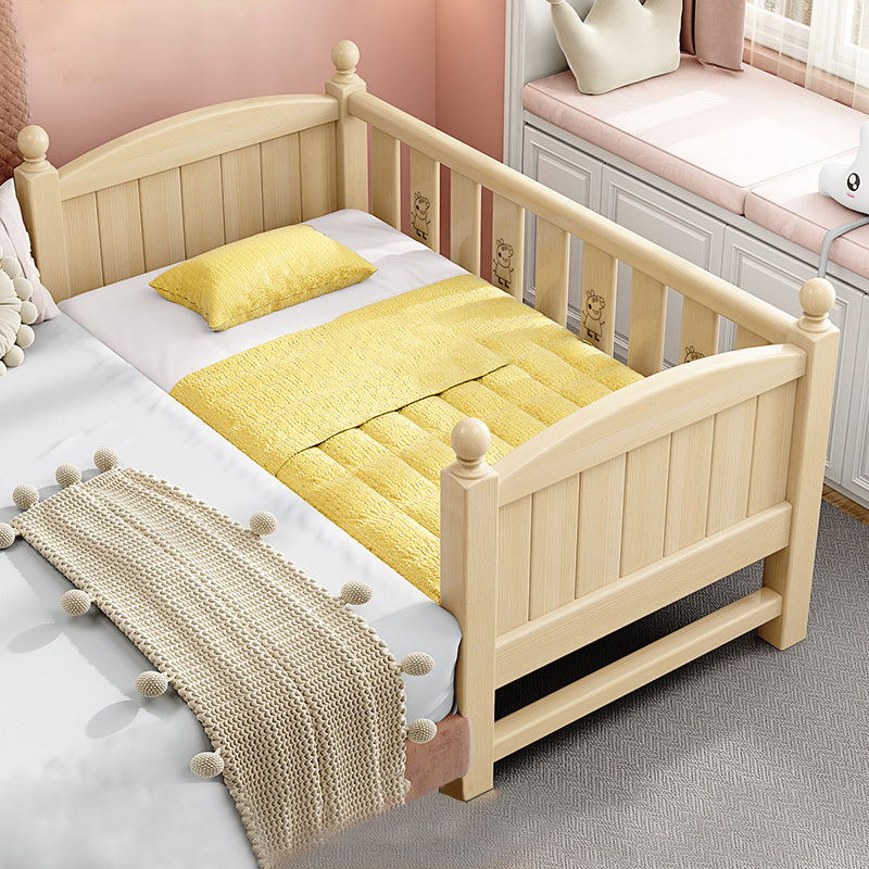 Solid Wood Kids Bed Gender Neutral Toddler Bed with Guardrail