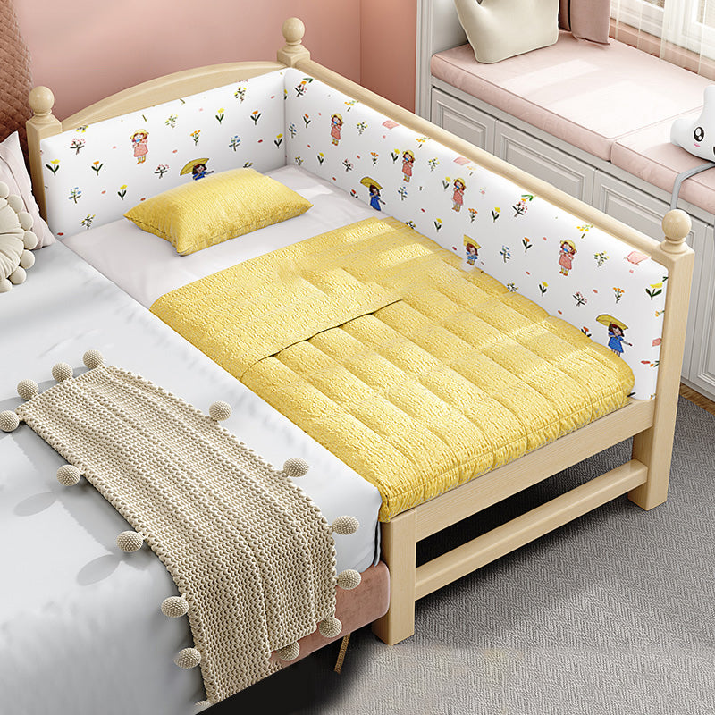 Solid Wood Kids Bed Gender Neutral Toddler Bed with Guardrail
