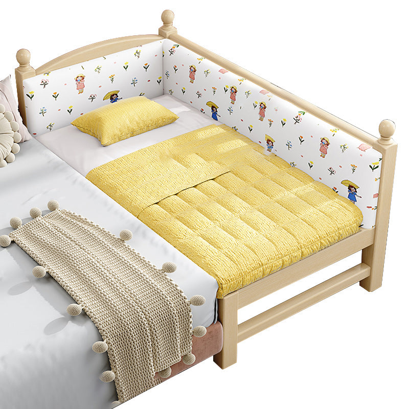 Solid Wood Kids Bed Gender Neutral Toddler Bed with Guardrail