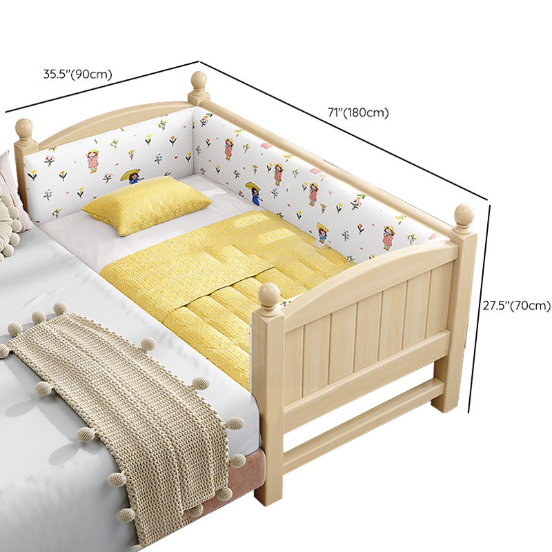 Solid Wood Kids Bed Gender Neutral Toddler Bed with Guardrail