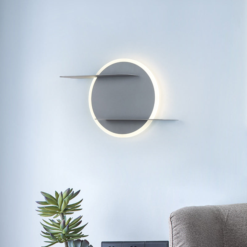 White/Grey Circular Wall Mounted Lamp Contemporary Acrylic LED Sconce Light Fixture with Support for Bedroom