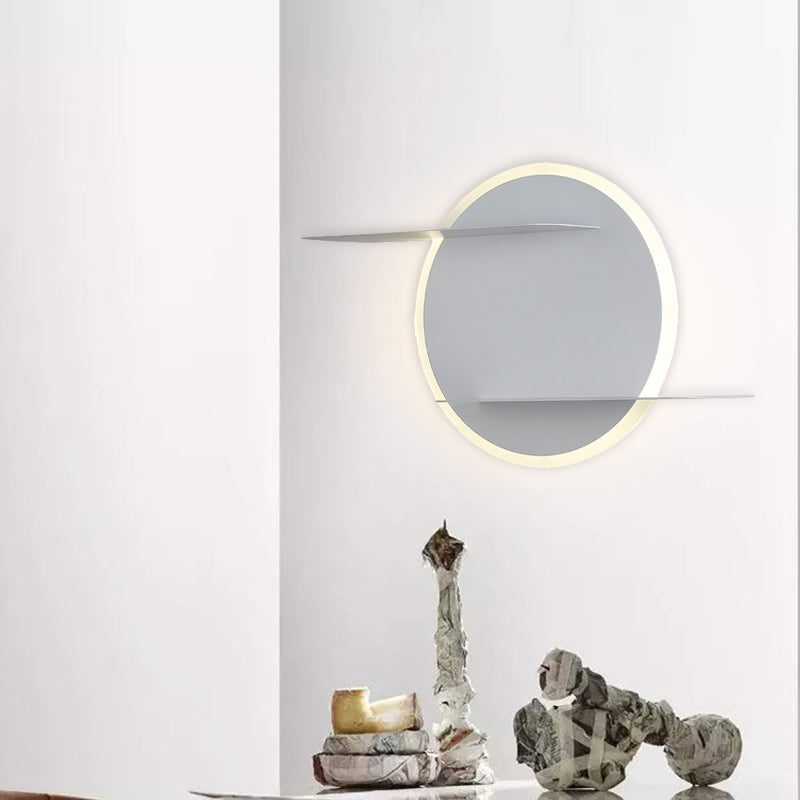 White/Grey Circular Wall Mounted Lamp Contemporary Acrylic LED Sconce Light Fixture with Support for Bedroom