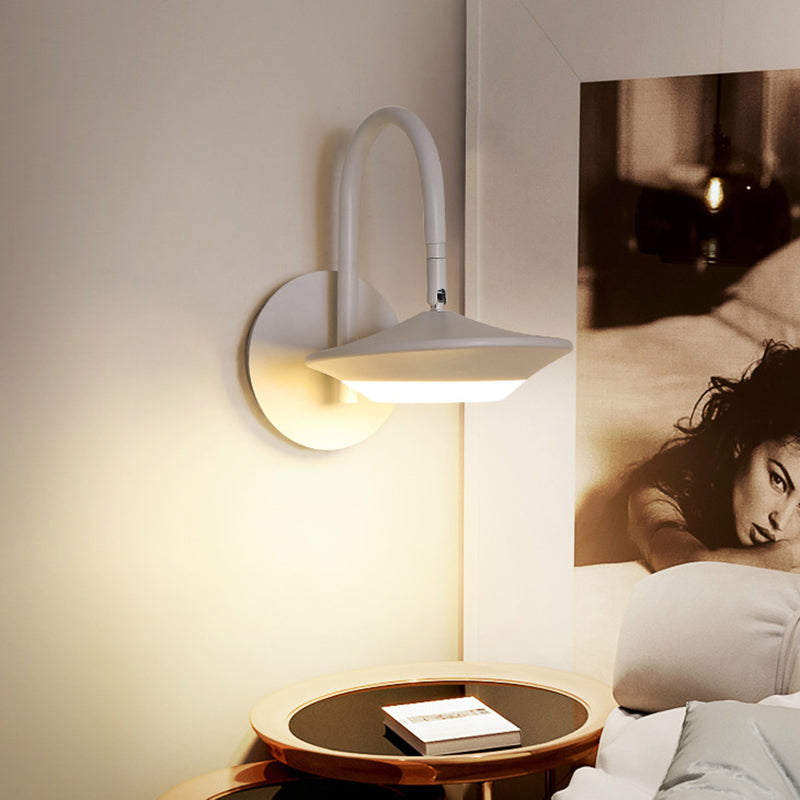 Rotatable Urn Wall Sconce Lamp Modernist Metallic White/Coffee LED Wall Lighting with Gooseneck Arm for Bedroom