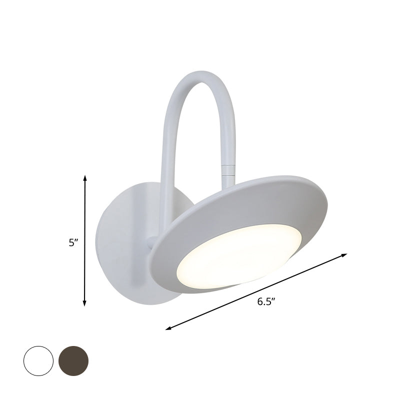 Rotatable Urn Wall Sconce Lamp Modernist Metallic White/Coffee LED Wall Lighting with Gooseneck Arm for Bedroom
