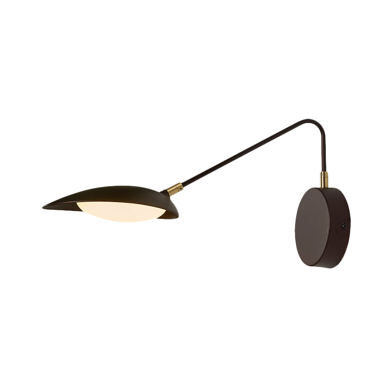 Modernist Oval Wall Lamp Fixture Metallic Bedroom LED Lighting Sconce with Adjustable Arm in Coffee
