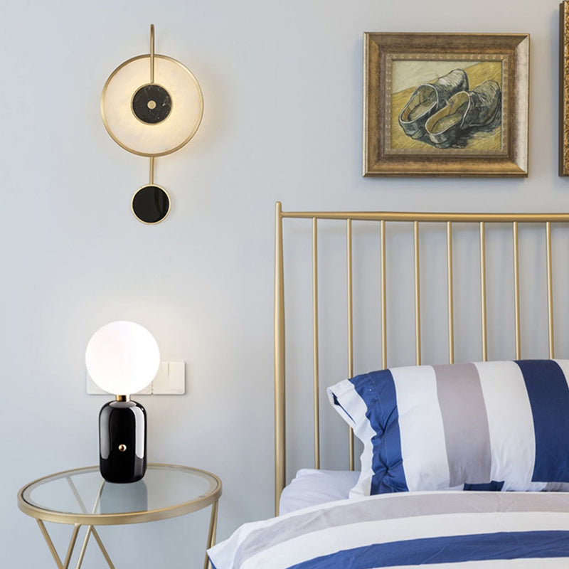 Round Shade Wall Lamp Modern White Shape Wall Mounted Lighting for Bedroom