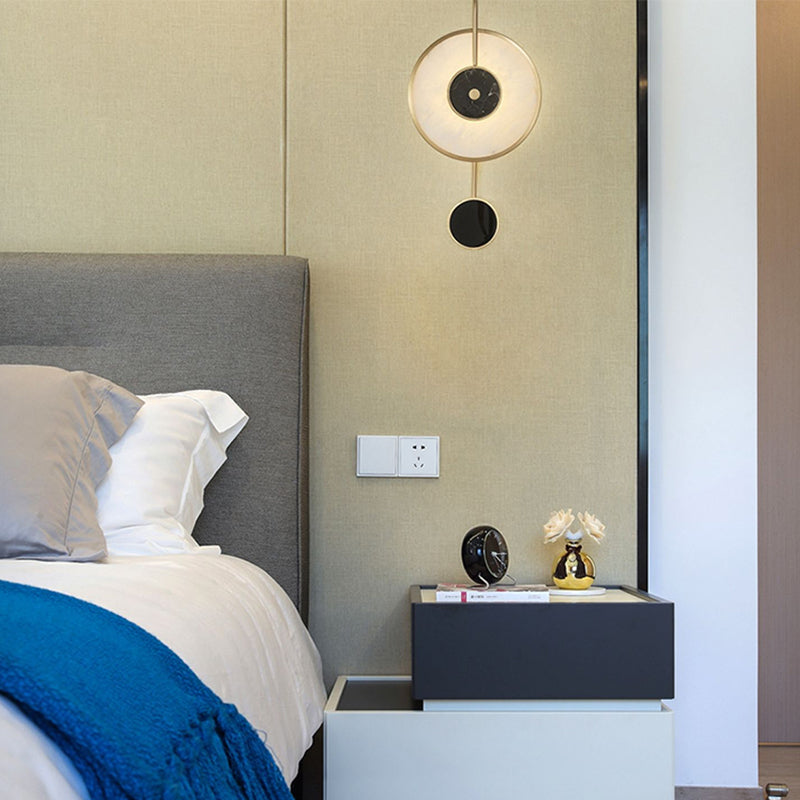 Round Shade Wall Lamp Modern White Shape Wall Mounted Lighting for Bedroom