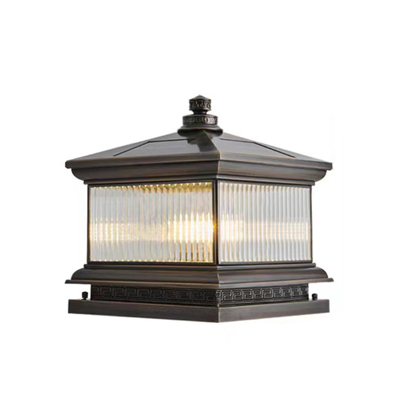 Metal Rectangle Shape Outdoor Lamp Modern Style 1 Light Solar Pillar Lights