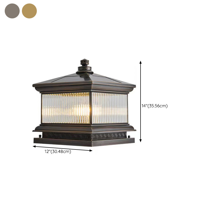 Metal Rectangle Shape Outdoor Lamp Modern Style 1 Light Solar Pillar Lights