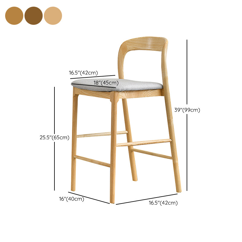 Indoor Solid Wood Bar Stool Upholstered Bar Stool with Footrest