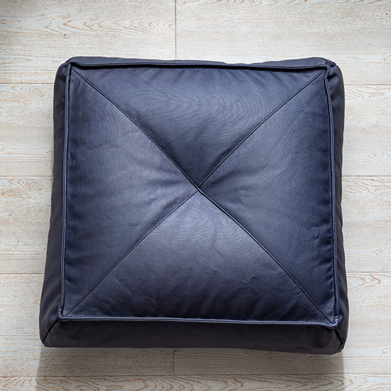 Glam Pouf Ottoman Faux Leather Stain Resistant Solid Color Square Ottoman