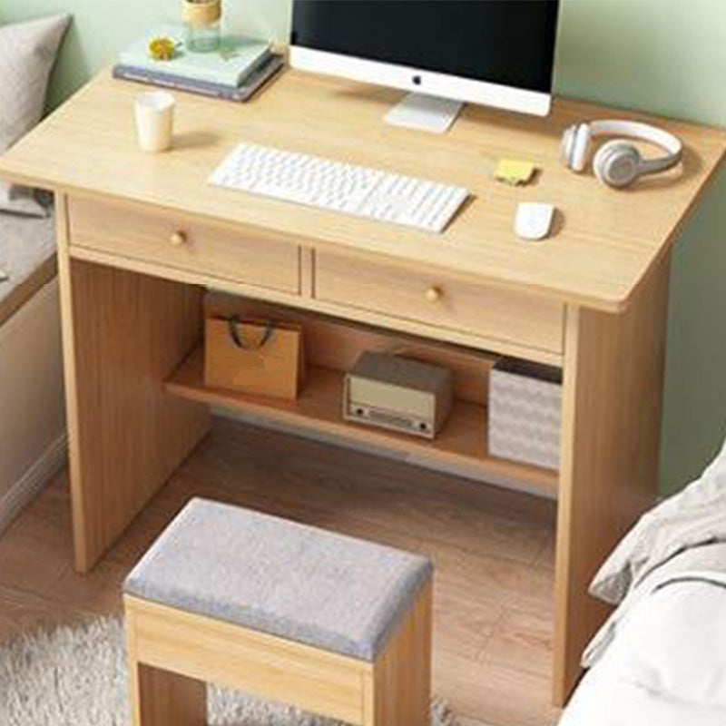 Modern Style Wood Office Desk Rectangular Shape Task Desk with 2 Legs in White/Natural