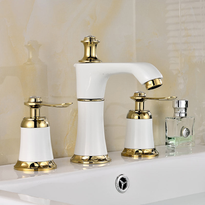 Glam Bath Faucet Trim Deck Mounted Lever Handle Swivel Spout Bathtub Faucet
