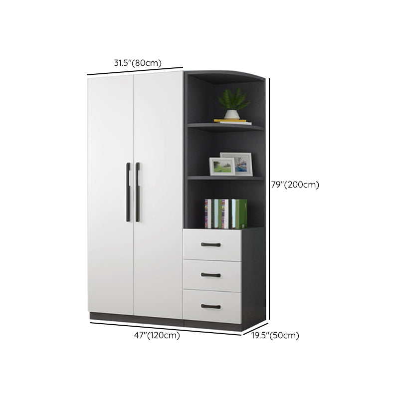 Engineered Wood Wardrobe Cabinet Modern Style Wardrobe Closet with Shelves