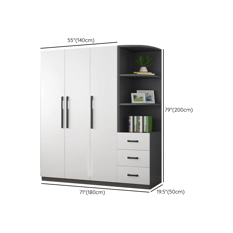 Engineered Wood Wardrobe Cabinet Modern Style Wardrobe Closet with Shelves