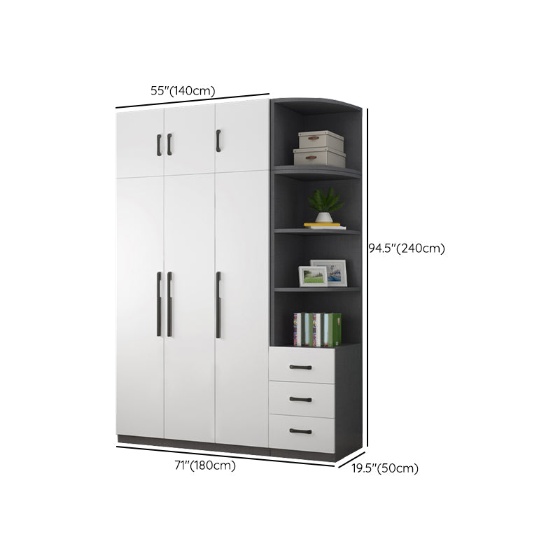 Engineered Wood Wardrobe Cabinet Modern Style Wardrobe Closet with Shelves