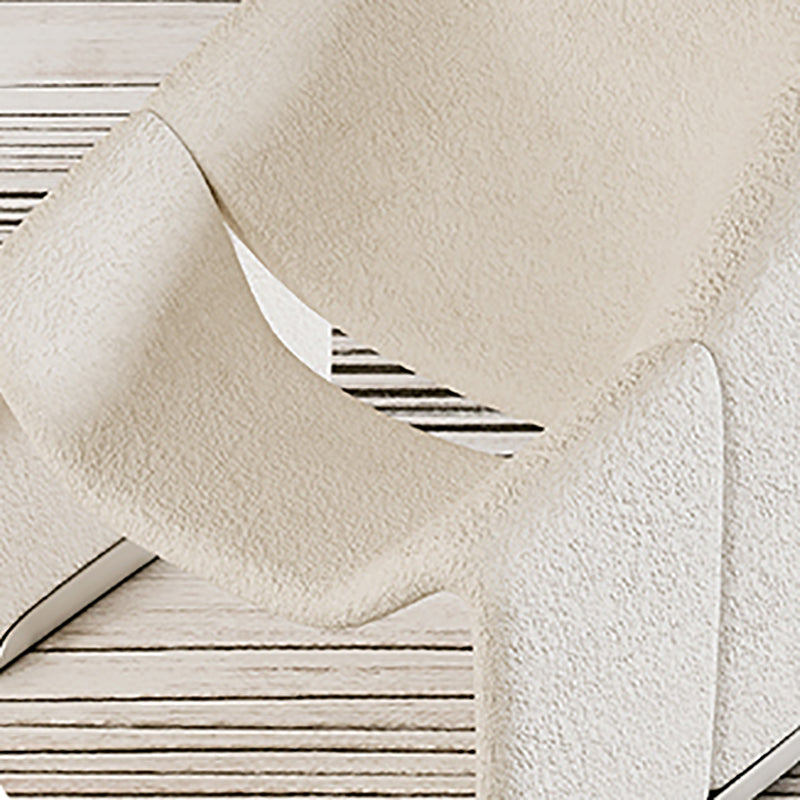 White Wool Accent Armchair with Sled Base and Tight Back in Solid Wood