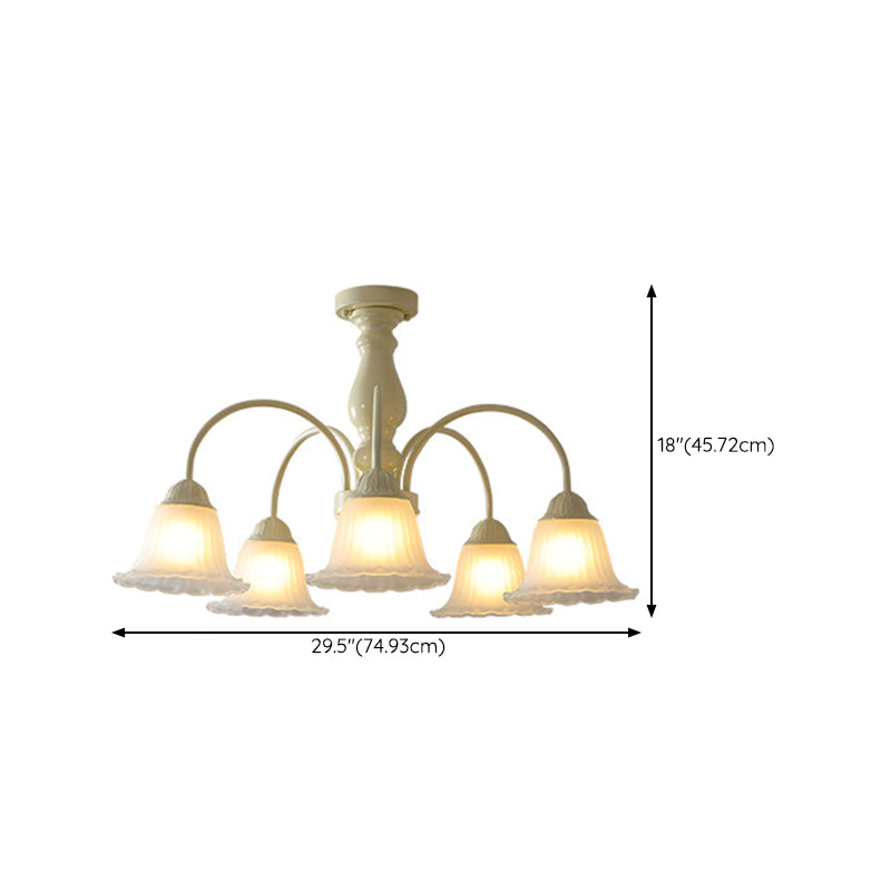 Modern Ceiling Lamp Multi-lights Semi-flush Mount Light Fixture with Glass Shade