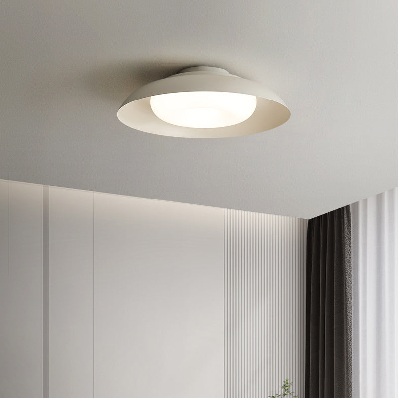 Modern Metal Flush Mount Circle Shape Ceiling Light with Plastic Shade for Living Room