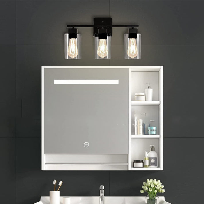 Industrial Metal Wall Sconce Rectangle Shape Vanity Lamp with Glass Shade for Bathroom