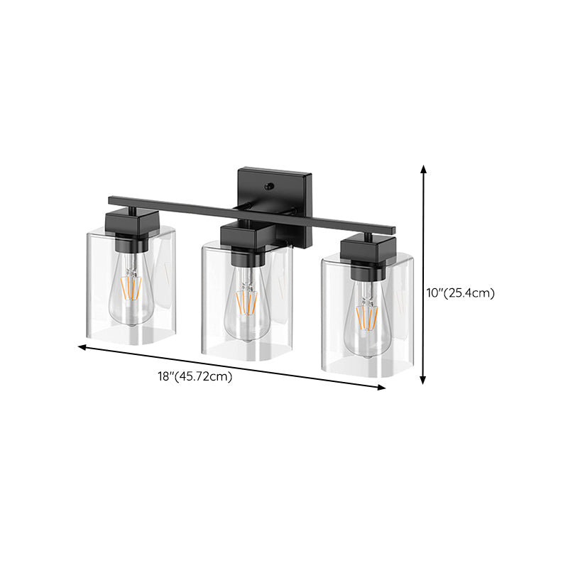 Industrial Metal Wall Sconce Rectangle Shape Vanity Lamp with Glass Shade for Bathroom