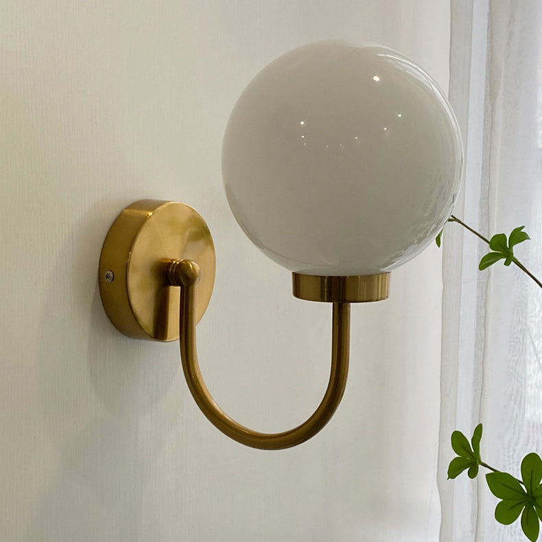 Modern Vanity Light Glass Ball Shade Wall Light Sconce for Washroom