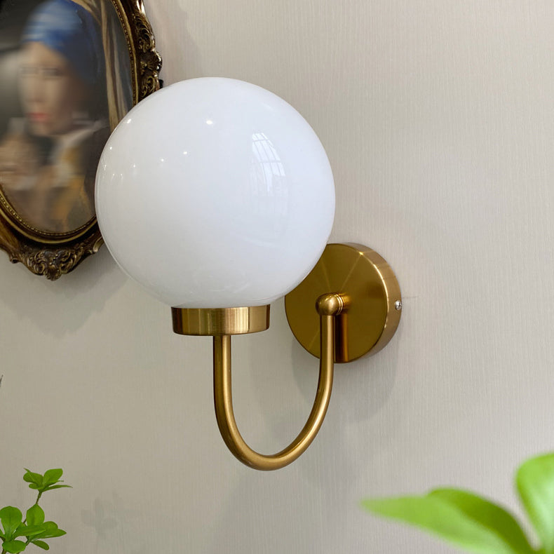 Modern Vanity Light Glass Ball Shade Wall Light Sconce for Washroom