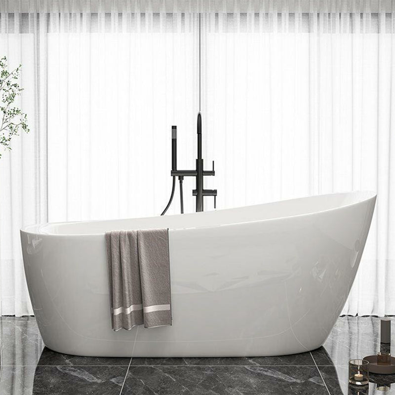 Modern Oval Bathtub White Freestanding Acrylic Soaking Left Bath