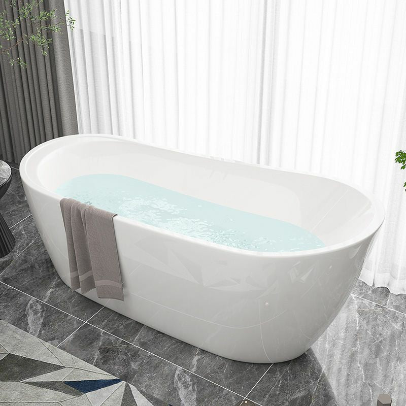 Modern Oval Bathtub White Freestanding Acrylic Soaking Left Bath