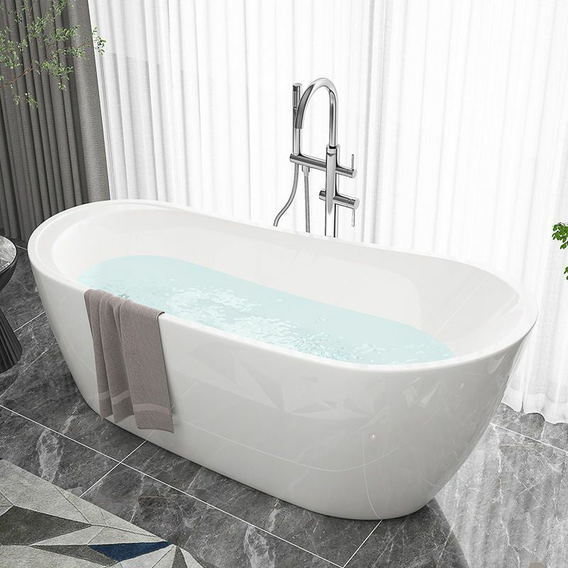 Modern Oval Bathtub White Freestanding Acrylic Soaking Left Bath