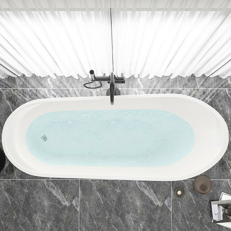 Modern Oval Bathtub White Freestanding Acrylic Soaking Left Bath