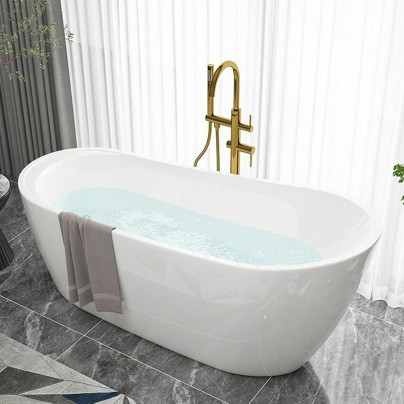 Modern Oval Bathtub White Freestanding Acrylic Soaking Left Bath