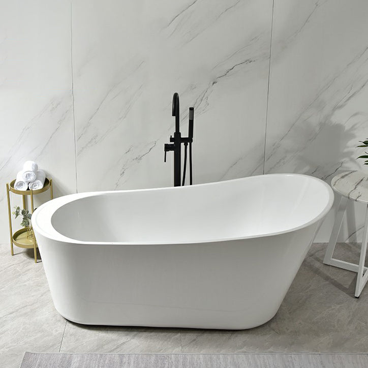 Modern Oval Bathtub White Freestanding Acrylic Soaking Left Bath