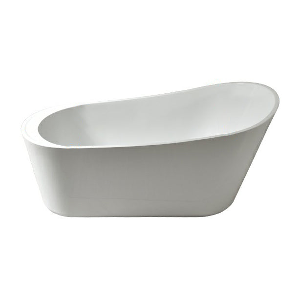 Modern Oval Bathtub White Freestanding Acrylic Soaking Left Bath