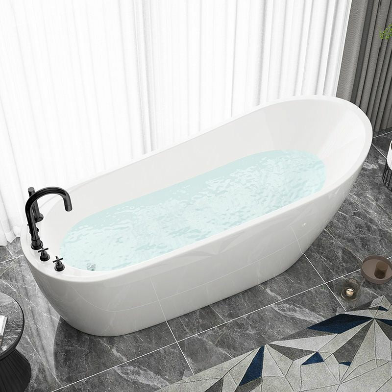 Modern Oval Bathtub White Freestanding Acrylic Soaking Left Bath