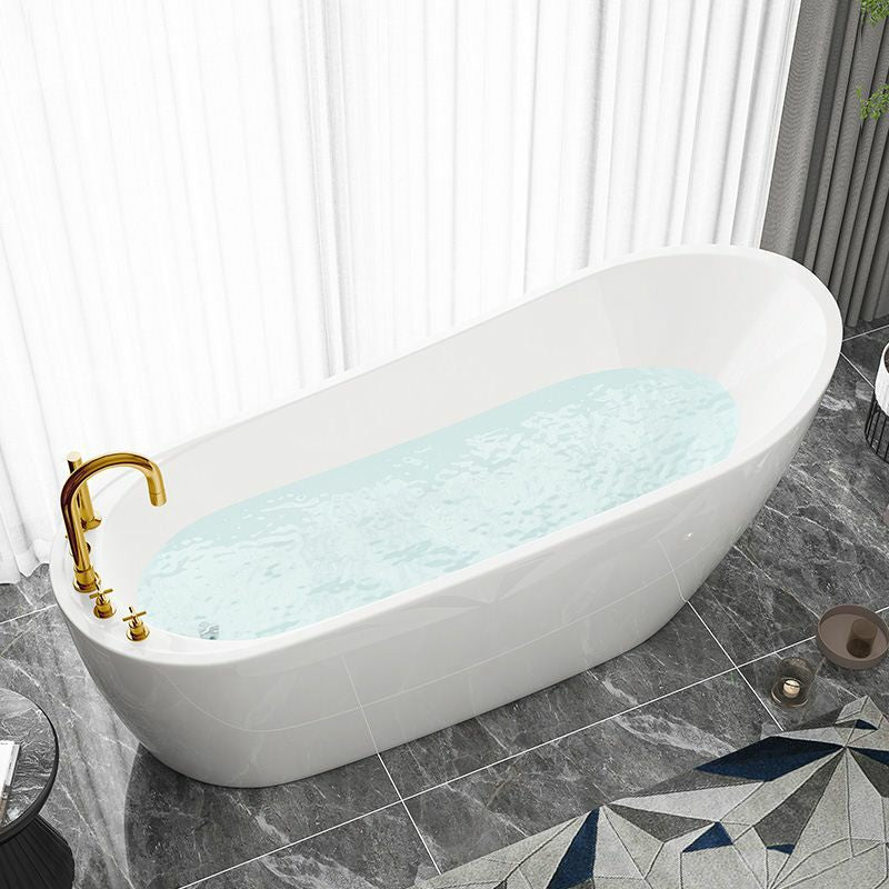 Modern Oval Bathtub White Freestanding Acrylic Soaking Left Bath