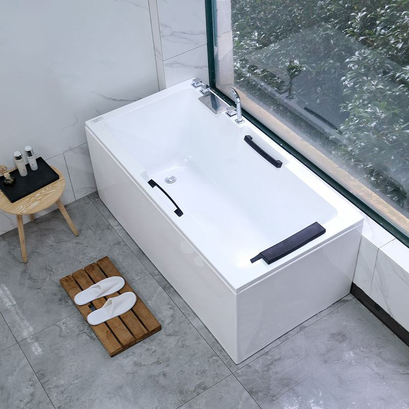 Modern Square Bath Acrylic White Soaking Right Back to Wall Bathtub