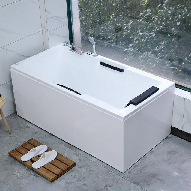 Modern Square Bath Acrylic White Soaking Right Back to Wall Bathtub