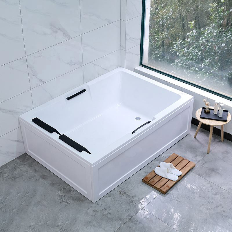 Modern Square Bath Acrylic White Soaking Right Back to Wall Bathtub