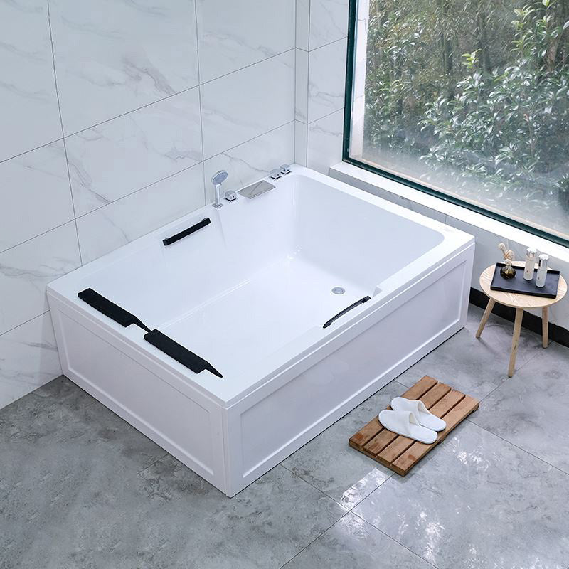 Modern Square Bath Acrylic White Soaking Right Back to Wall Bathtub