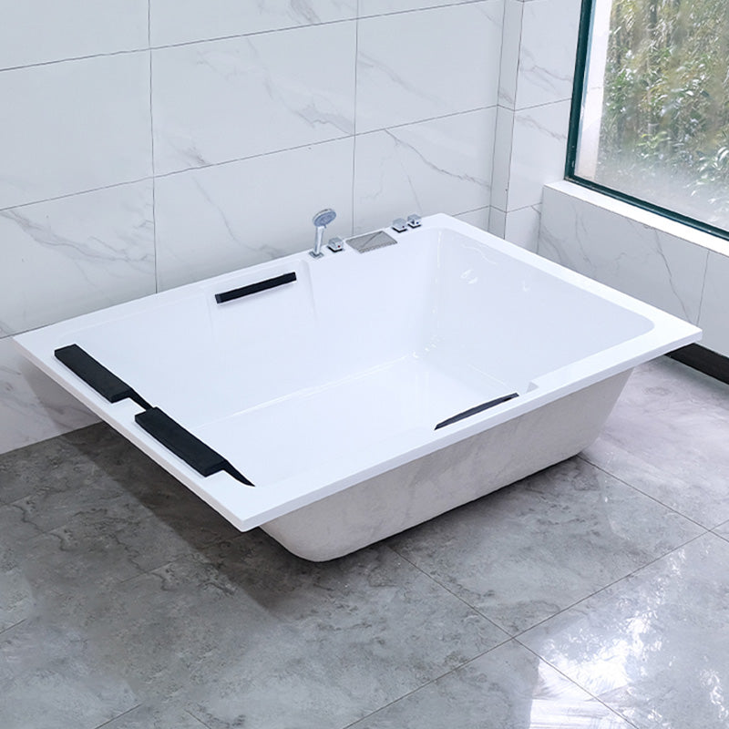 Modern Square Bath Acrylic White Soaking Right Back to Wall Bathtub