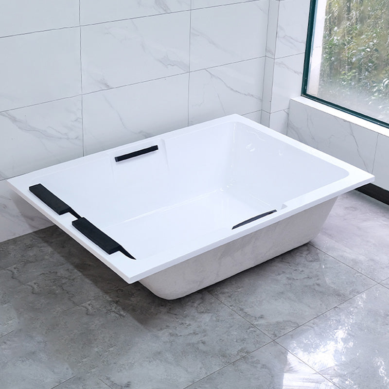 Modern Square Bath Acrylic White Soaking Right Back to Wall Bathtub