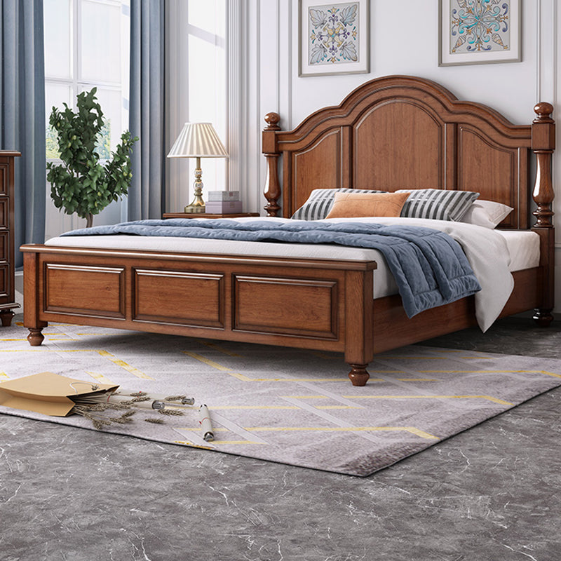 Mid-Century Modern Standard Bed Solid Wood Panel Bed with Headboard