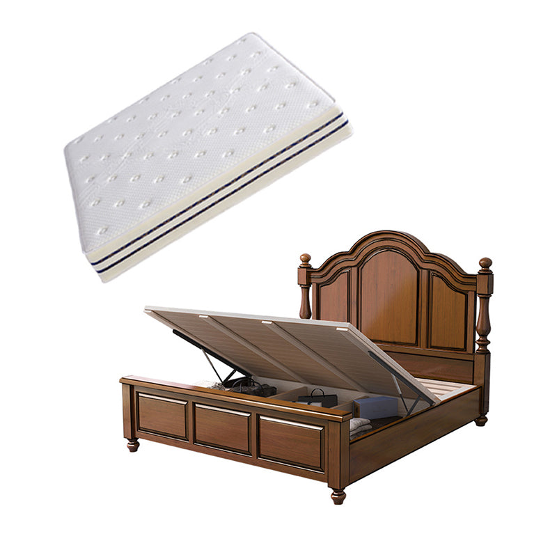 Mid-Century Modern Standard Bed Solid Wood Panel Bed with Headboard