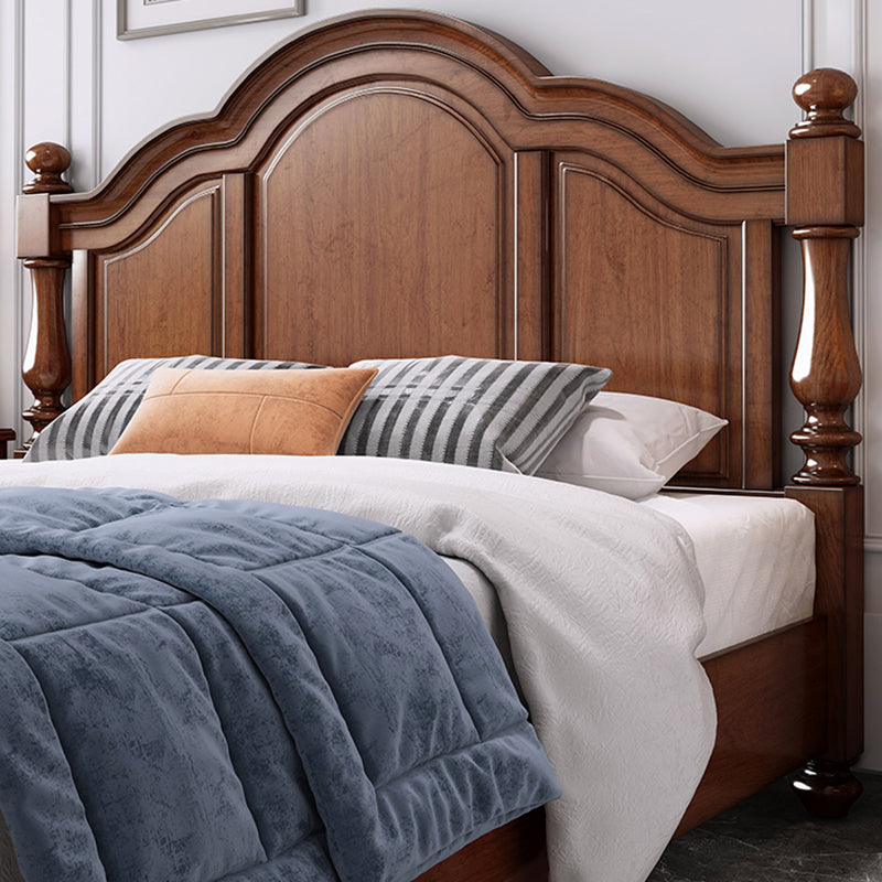 Mid-Century Modern Standard Bed Solid Wood Panel Bed with Headboard