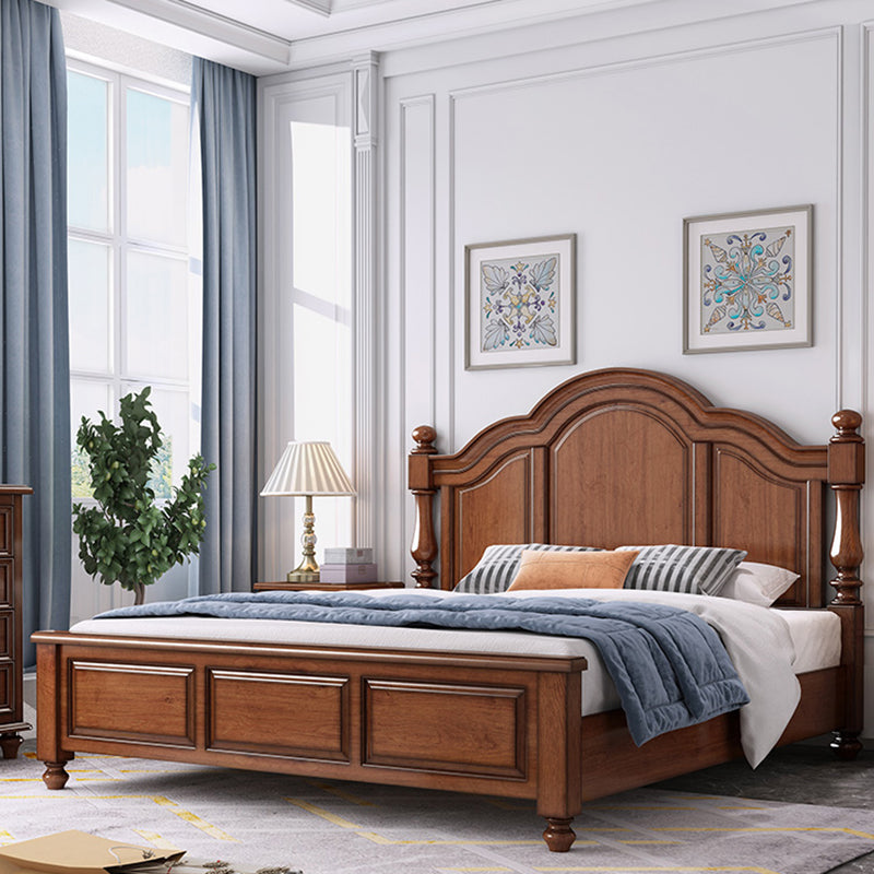 Mid-Century Modern Standard Bed Solid Wood Panel Bed with Headboard