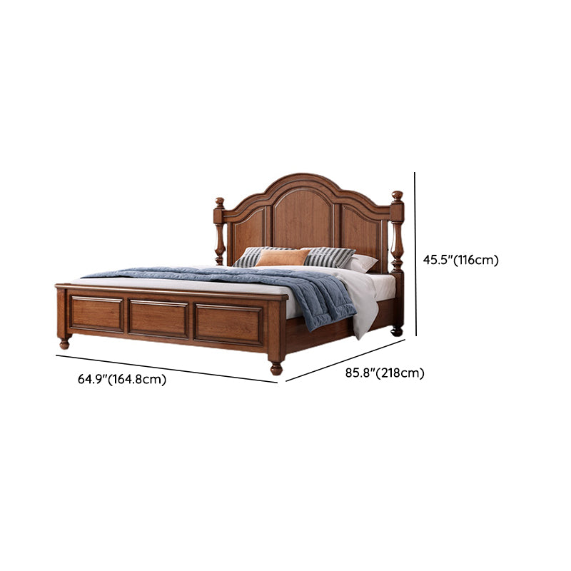 Mid-Century Modern Standard Bed Solid Wood Panel Bed with Headboard