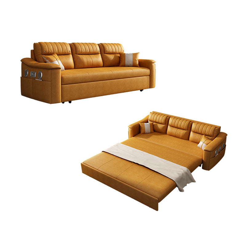 Scandinavian Futon Sleeper Sofa Bed Bonded Leather Futon Frame with Storage